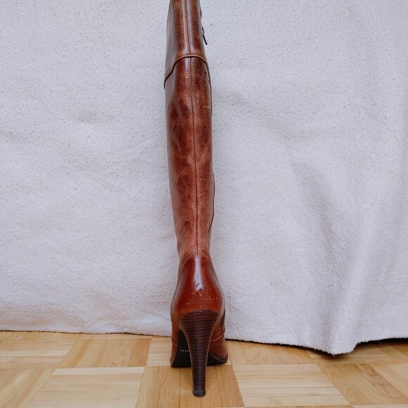 💯% real leather Knee High heeled brown Boots - Picture 5 of 16